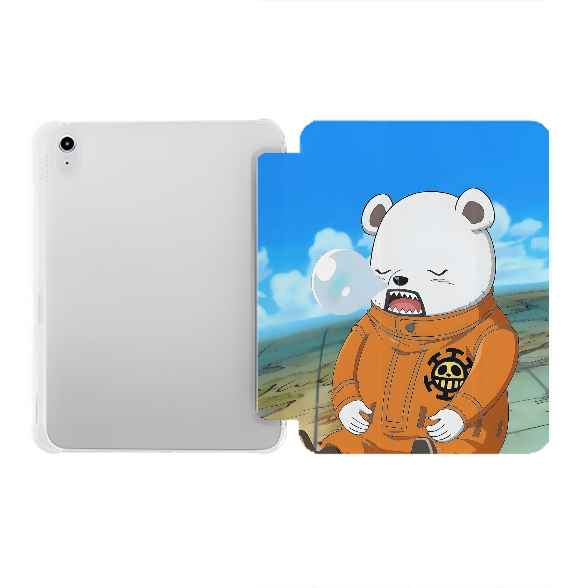 （画像用） ワンピース ONE PIECE IPad ケース ペン収納付き 三つ折りスタンド PUレザー×シリコン 対応機種9.5/10.5/10.9インチ